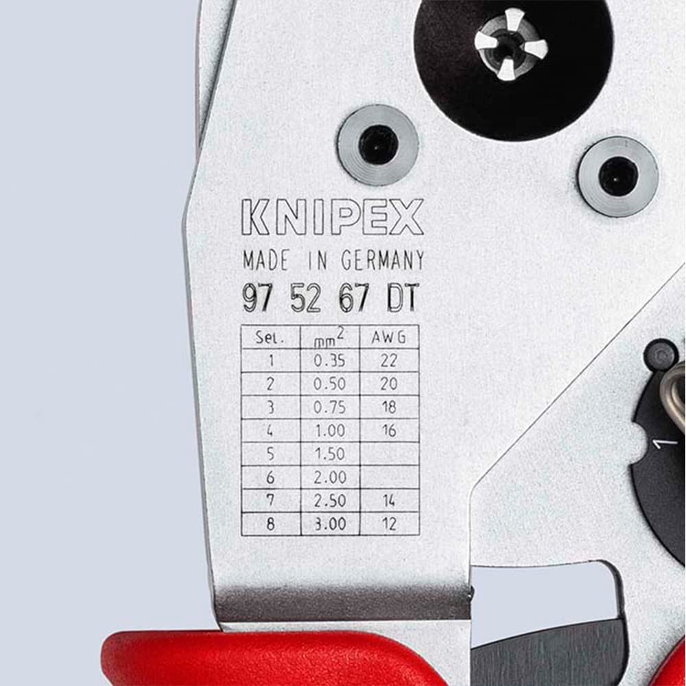 KNIPEX Klešta za presovanje sa 4 osovine za DT konektore 0.35 – 3mm² – 97 52 67 DT