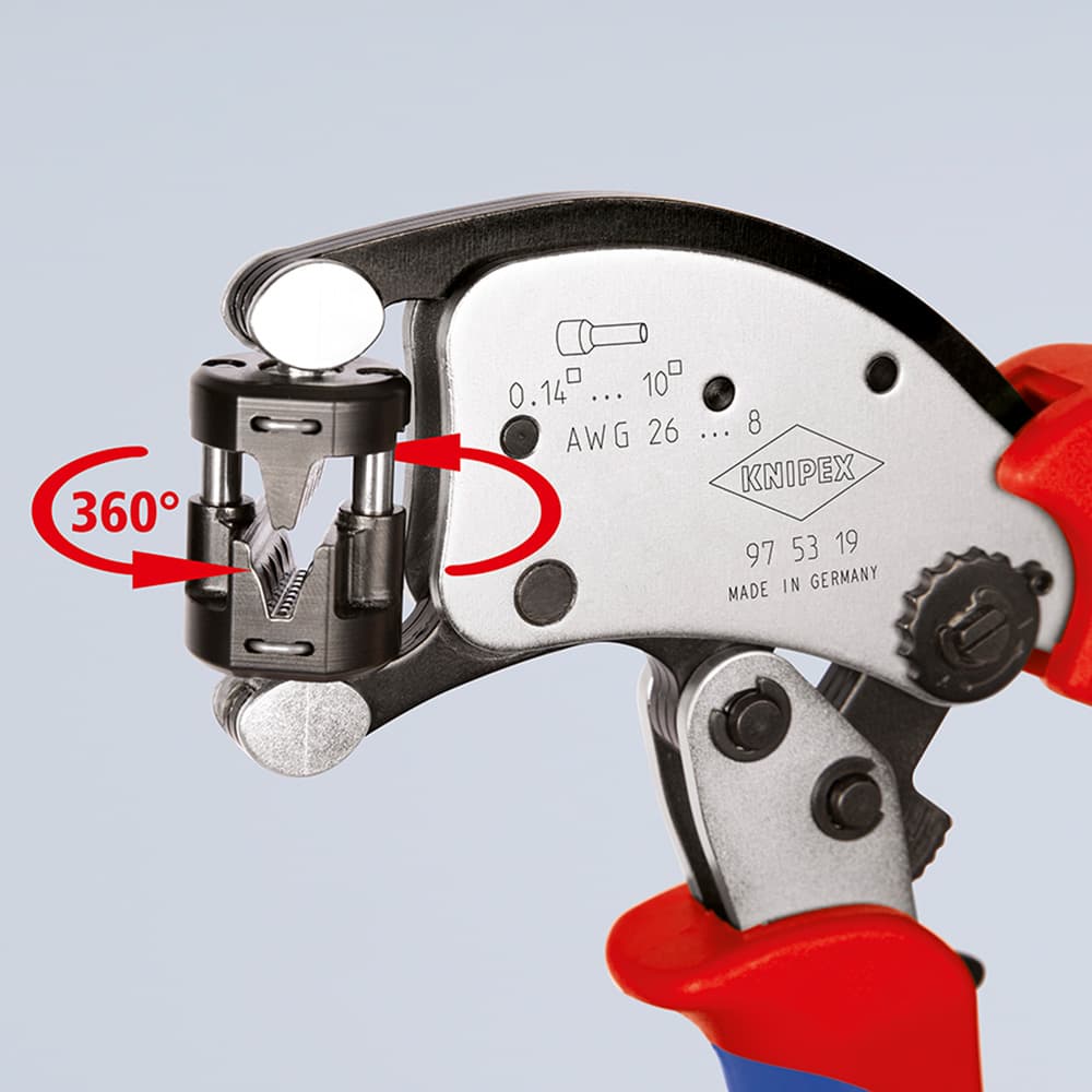 KNIPEX Samopodešavajuća klešta za hilzne Twistor® T sa rotirajućom glavom 0.14-10mm² blister pakovanje – 97 53 19 SB