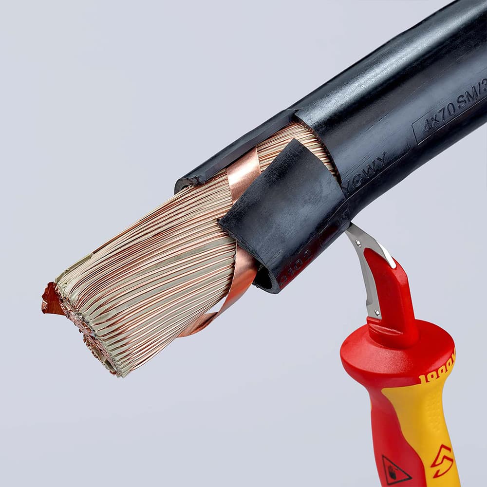 KNIPEX Nož za električare 1000V VDE sa spljoštenim vrhom 180mm blister pakovanje – 98 55 SB
