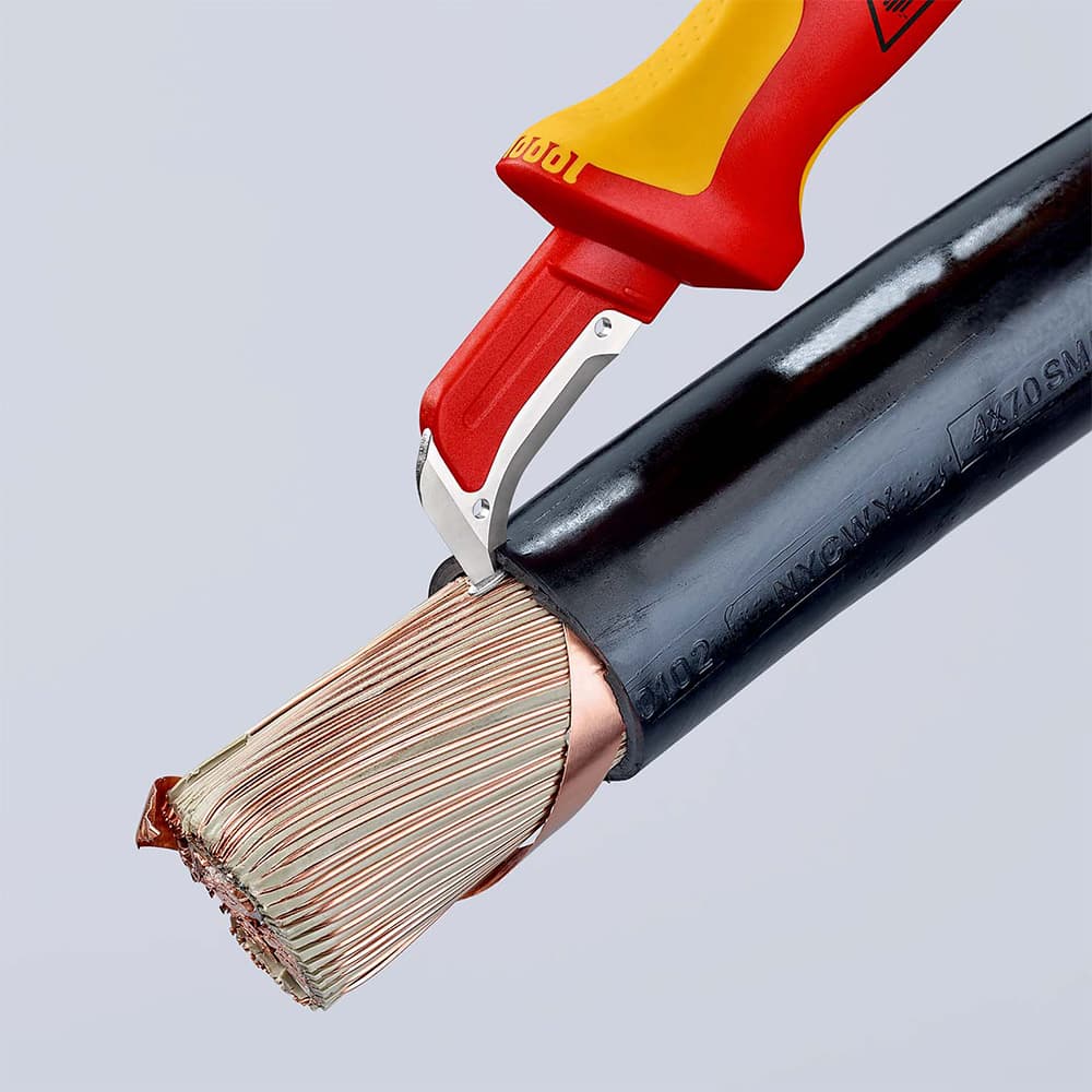 KNIPEX Nož za električare 1000V VDE sa spljoštenim vrhom 180mm blister pakovanje – 98 55 SB